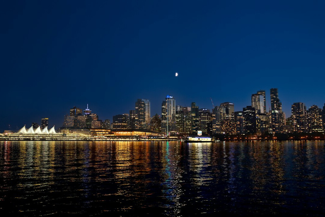 Vancouver waterfront skyline with mountains in the background