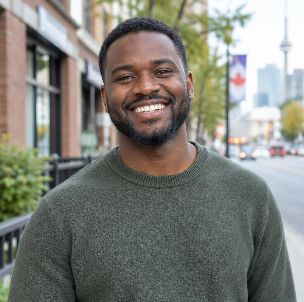 Portrait of a man community coordinator smiling outdoors